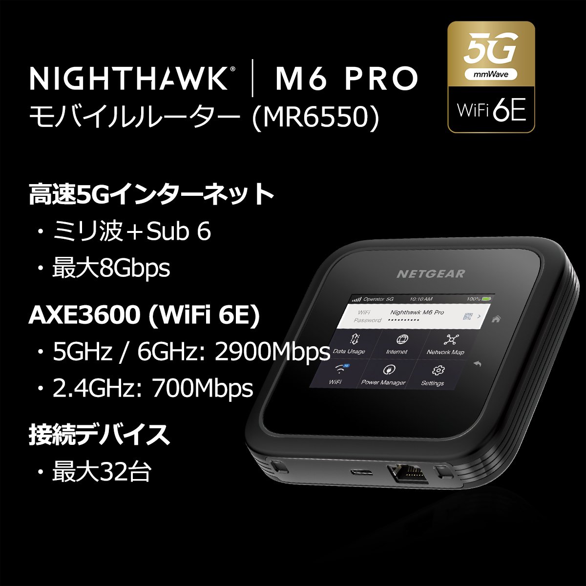イチオシのSTAR | NETGEAR Nighthawk M6 Pro AXE3600 5Gミリ波対応