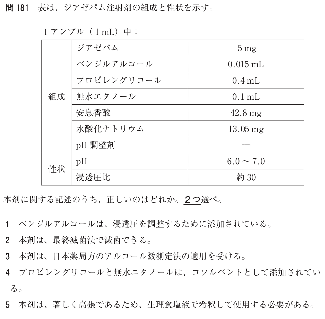 松廼屋｜論点解説 薬剤師国家試験対策ノート問106-181【薬剤】論点