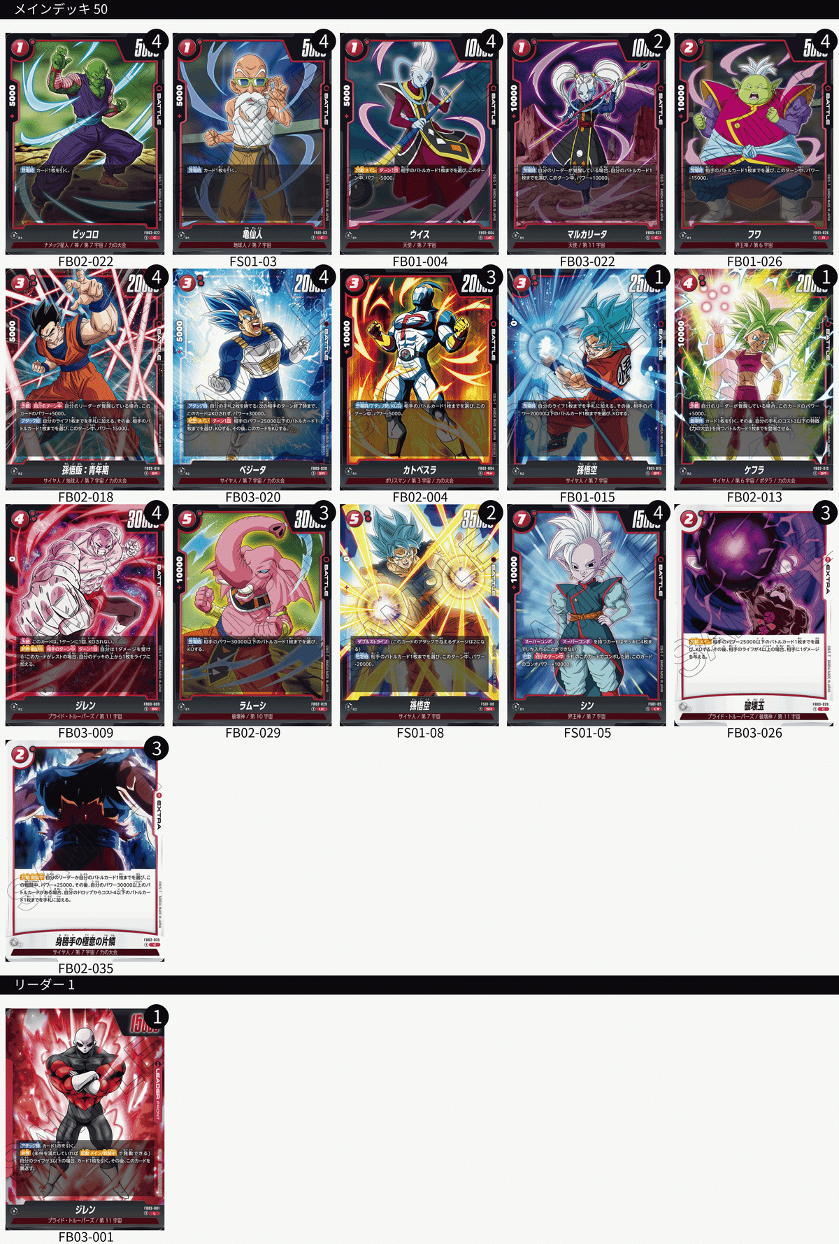 ドラゴンボールフュージョンワールドデッキ(青ベジータ、ジレン、人造人間17号) 人造人間17号デッキ-チャンピオンシップ2024-2025日本準優勝