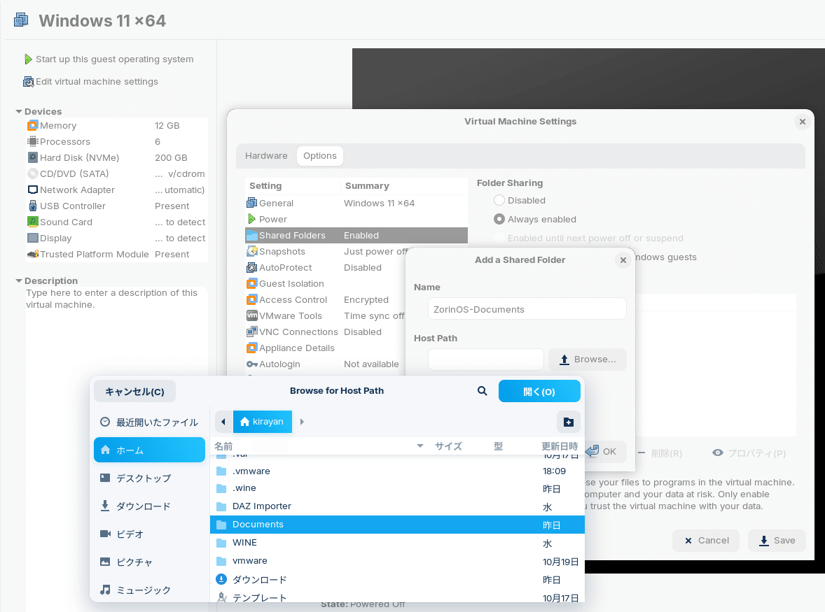 WINEとVMwareのDAZ StudioでMy Libraryフォルダーを共有しDAZシーンを