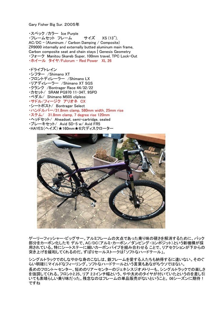 マウンテンバイク黎明期 ゲイリー・フィッシャー ビッグサー マウンテンバイク黎明期 ゲイリー・フィッシャー ビッグサー