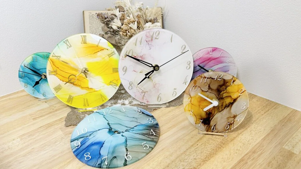 Alcohol ink art置時計で使用した資材紹介｜アルコールインクアートclear
