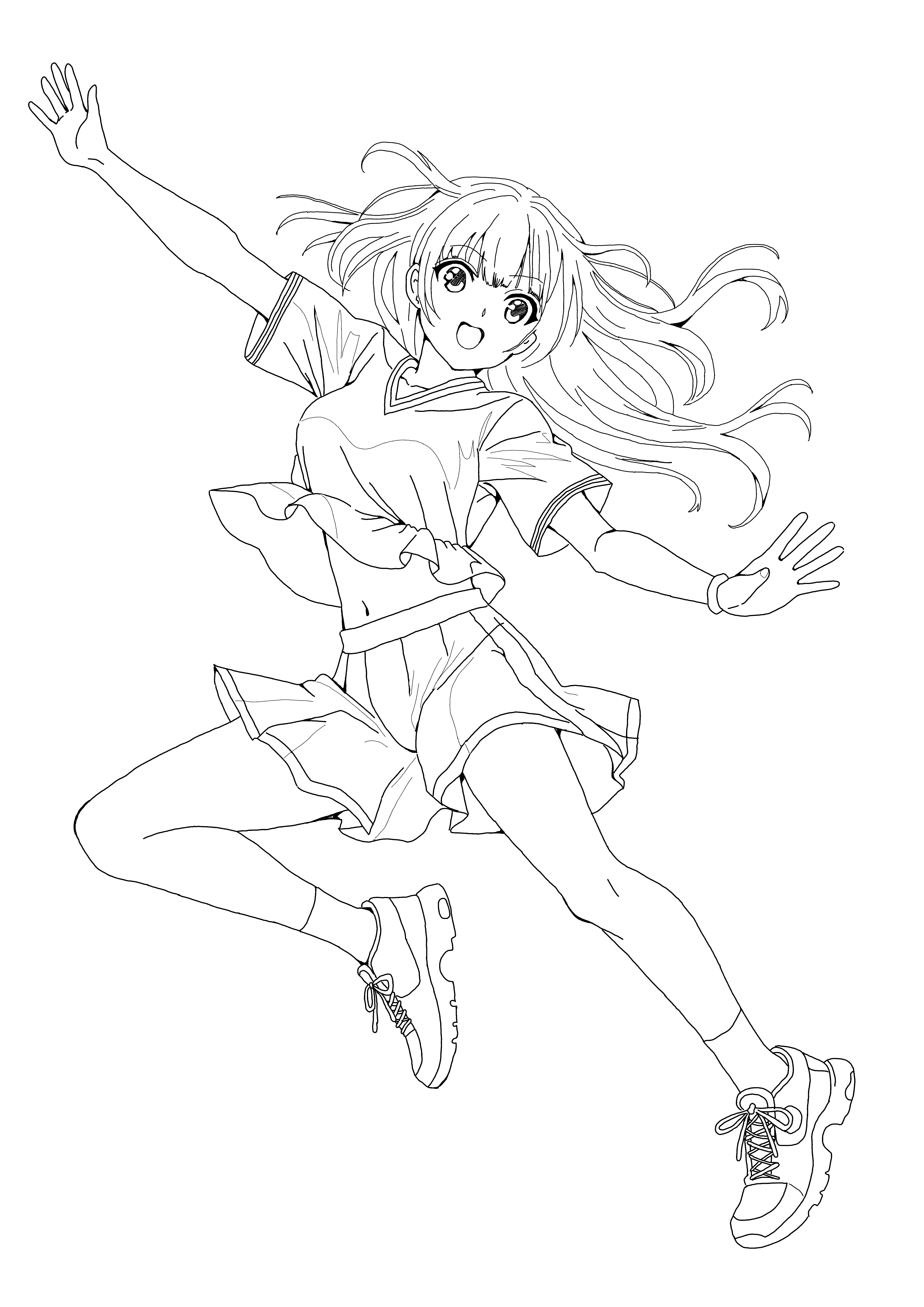 ♯13 躍動感のある女性の絵 2｜にゃおりん｜線画イラスト練習中