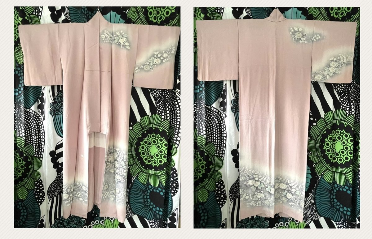 辻ヶ花模様 絞り 藤の花 ダークトーン 付け下げ 着物 思いきっ 015a p 