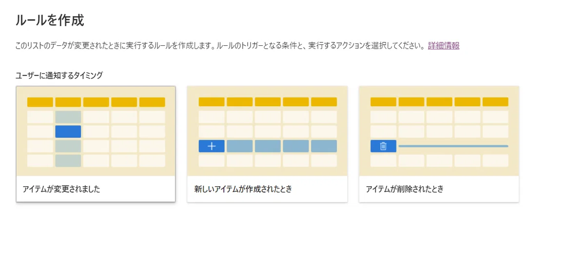 トリガー条件の選択