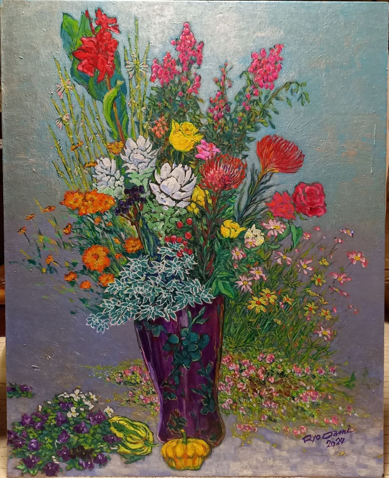 2024.10.29記 庭の花と花の絵｜大網亮一