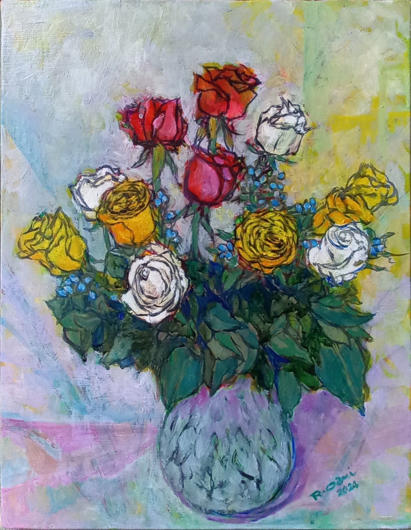 2024.10.29記 庭の花と花の絵｜大網亮一