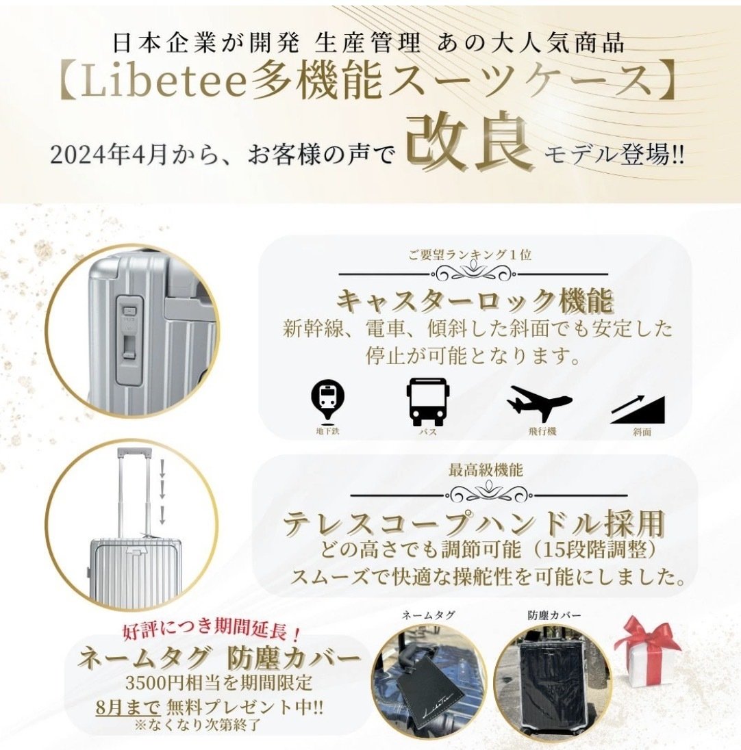 3000円オフ！リベティ多機能キャリーケースマットシルバーМ