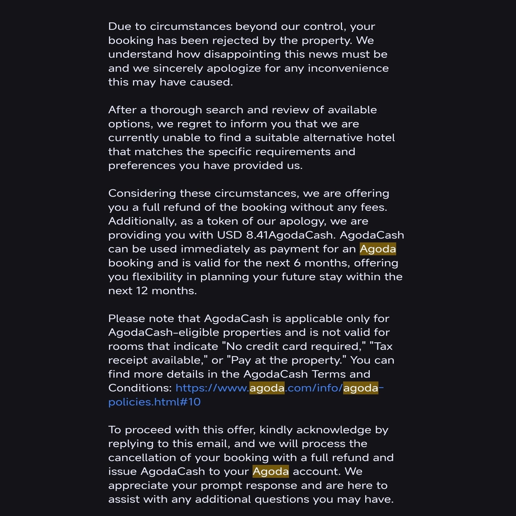 Agoda から410ドル分の補償を受け取る方法｜ChelnohatA