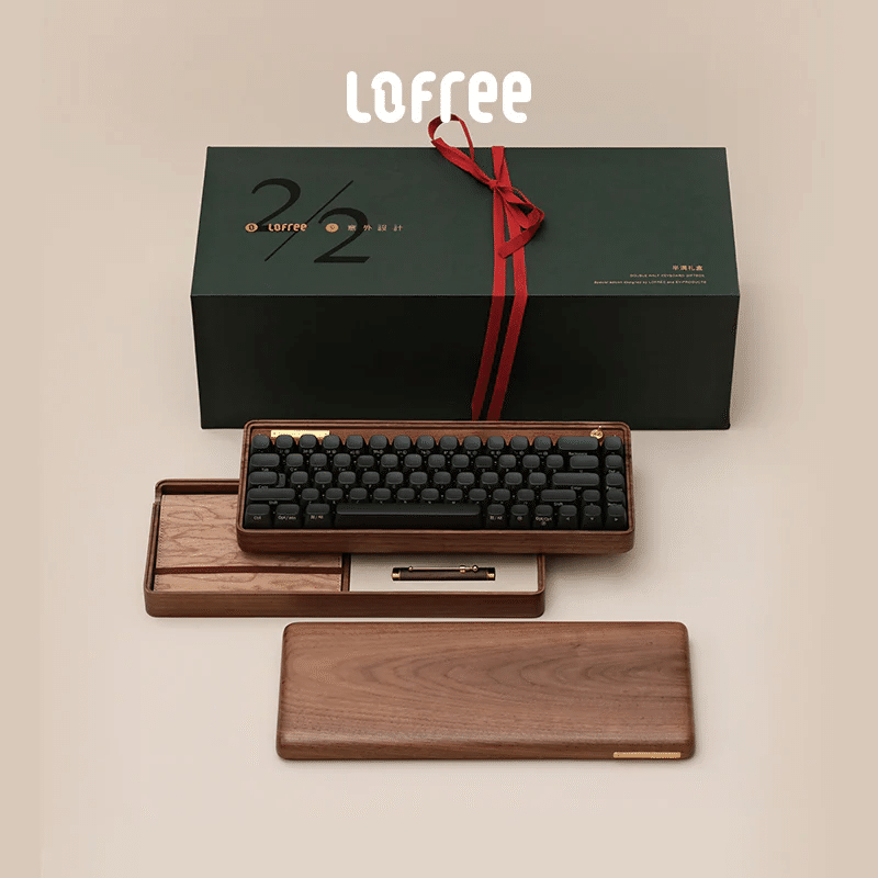 付属品は万年筆☆Lofree 木製ケースメカニカルキーボードセット ｜noda