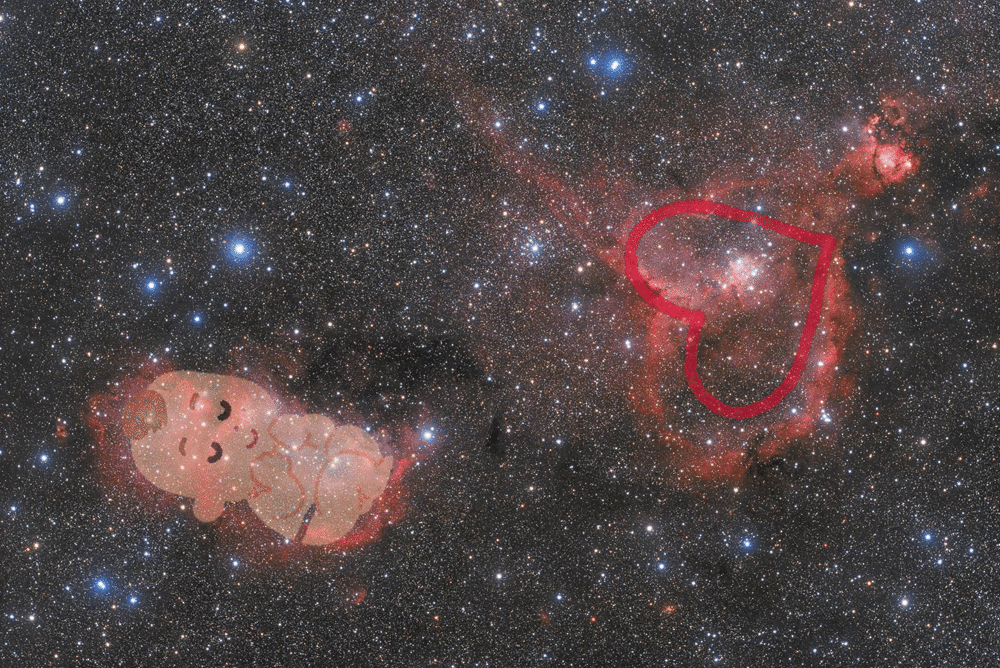 ハートの雲 IC1848,1805 ハート&ソウル星雲｜kiy0sh