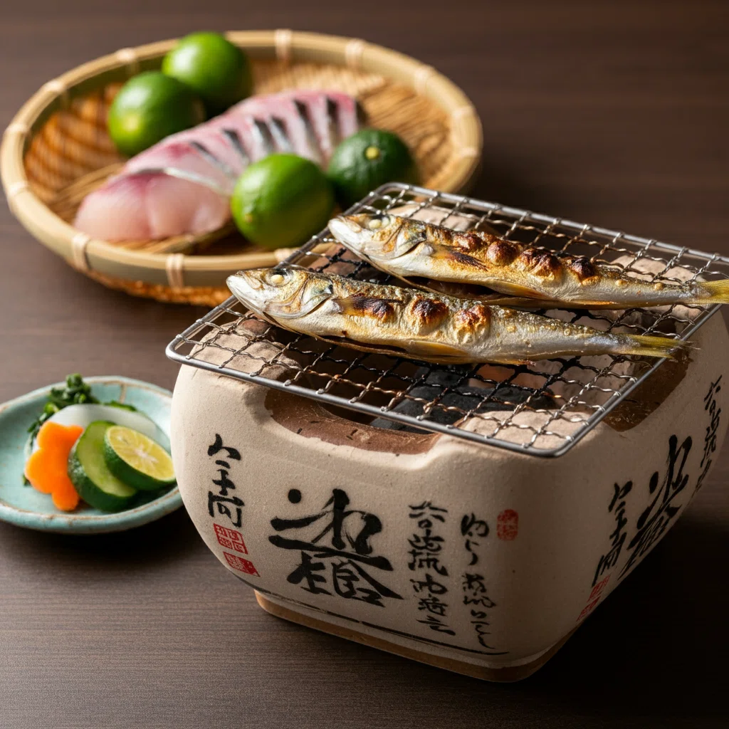 焼き魚の和食の膳のフォトイラスト