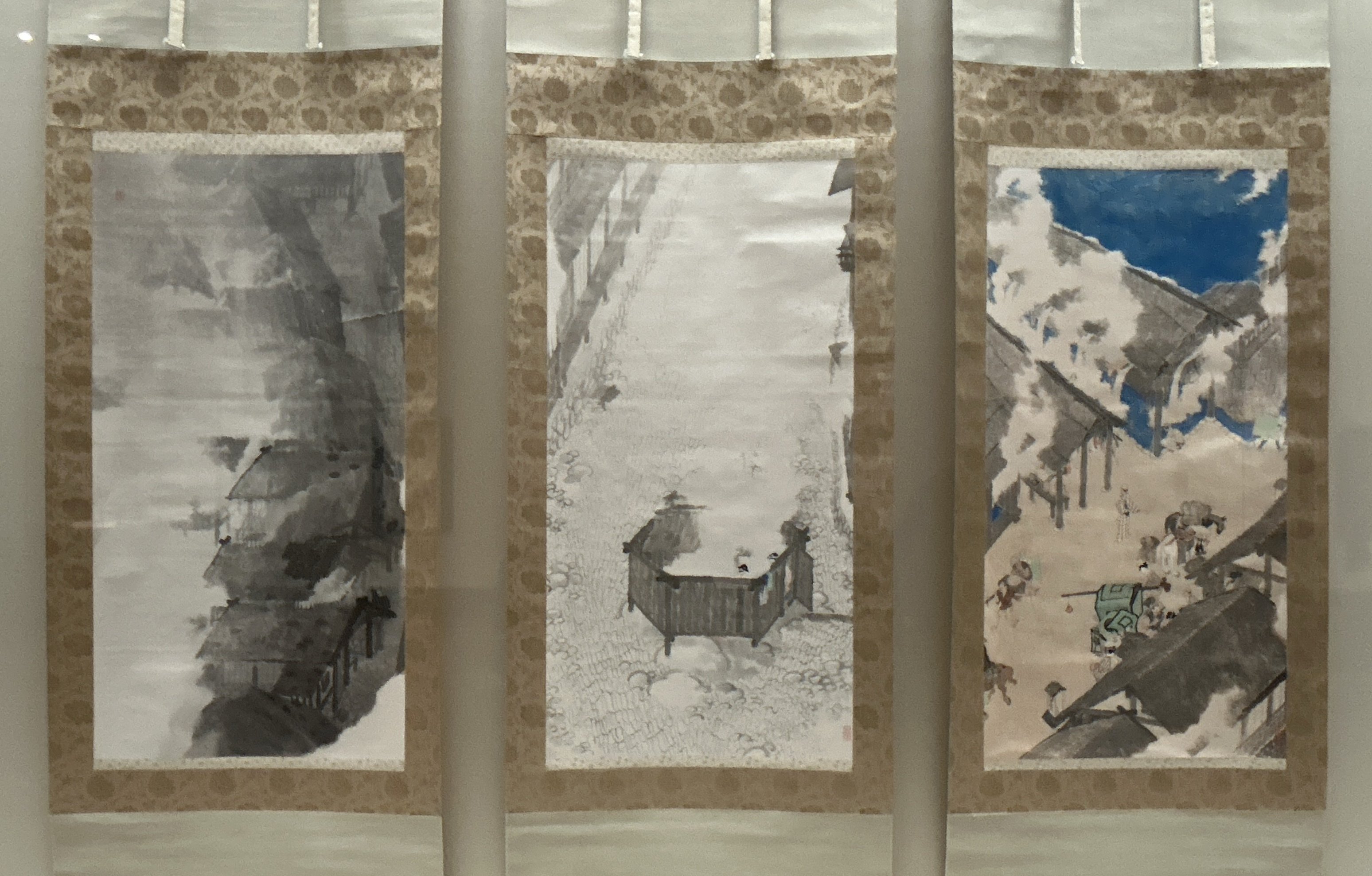 前田青邨、【湯治場　修善寺】、希少な大判額装用画集より、美品、日本人画家 前田青邨、【湯治場 修善寺】、希少な大判額装用画集より、美品