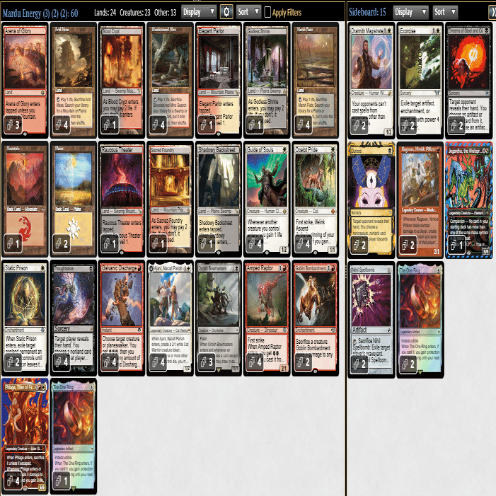モダン】マルドゥエネルギーデッキ解説、サイドボードプラン解説