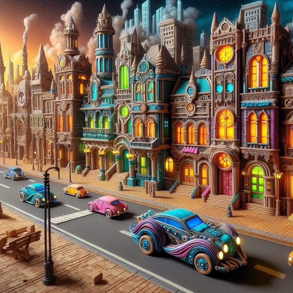 ペーパークレイ de スチームパンク、車 @Copilot＋プロンプト｜茜町春彦