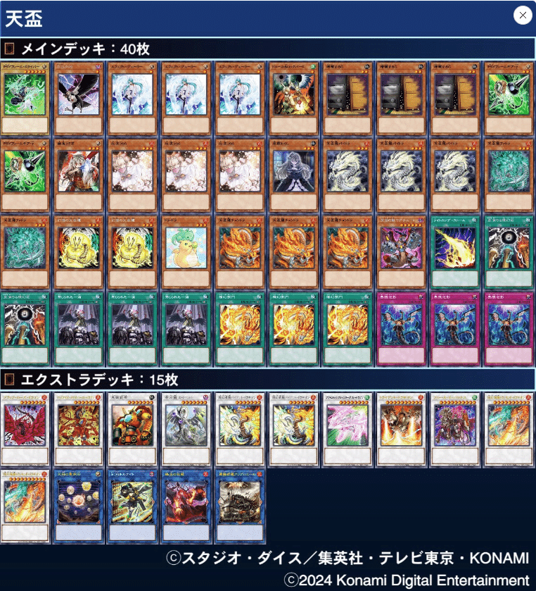 遊戯王 天盃龍デッキ 2重スリーブ 40枚+15枚 大会優勝構築