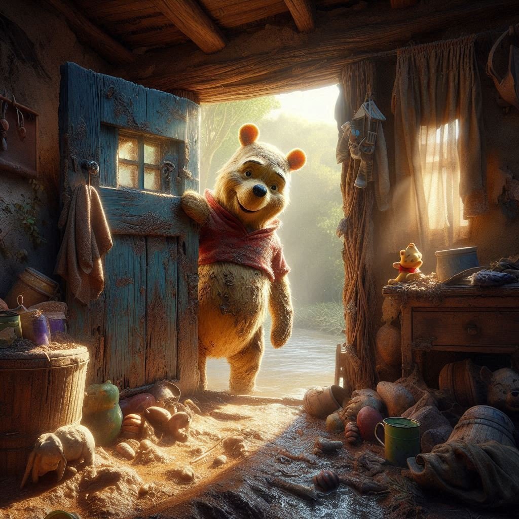 AIイラスト プーさん戦場に赴く｜笑わせるセールスマン