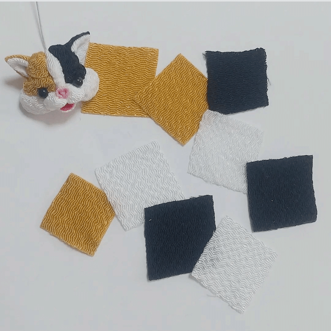 招き猫 ちりめん細工 つまみ細工 ねこ人形 <0615zハンドメイドつまみ