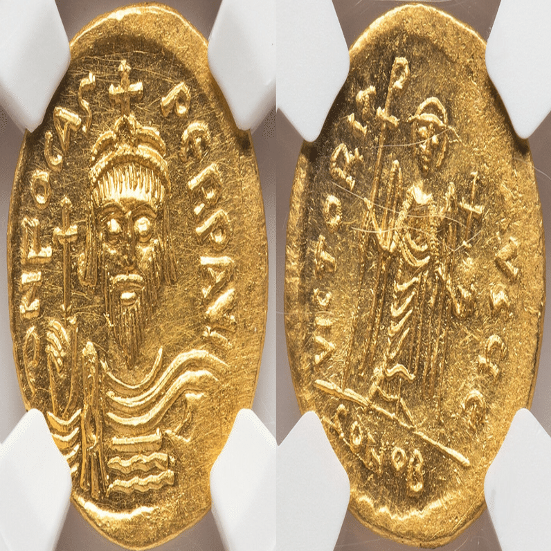 ビザンチン帝国 フォカス皇帝ソリダス金貨（AD602～610）【Choice MS 5