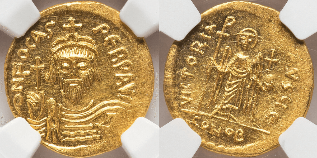 ビザンチン帝国 フォカス皇帝ソリダス金貨（AD602～610