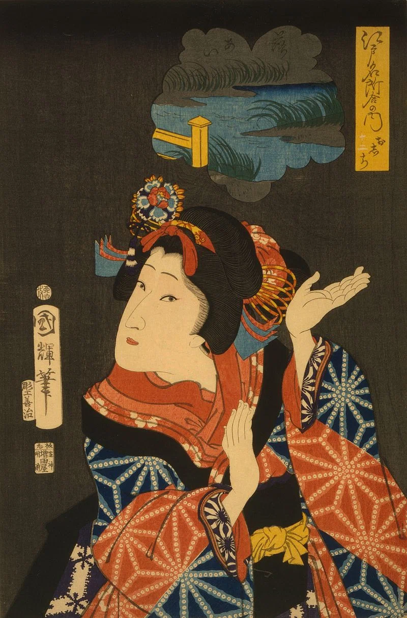 押し絵　江戸時代のおどろおどろしい様子 緋色が印象的な少女の美しさ／江戸川乱歩「押絵と旅する男」のイラスト