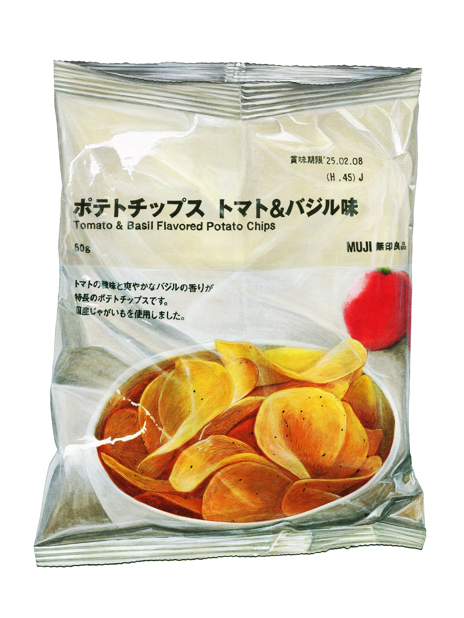 色鉛筆画 ポテトチップス(原画) 本物はどっち？リアルすぎる色鉛筆画にSNSでは「マジでわからん