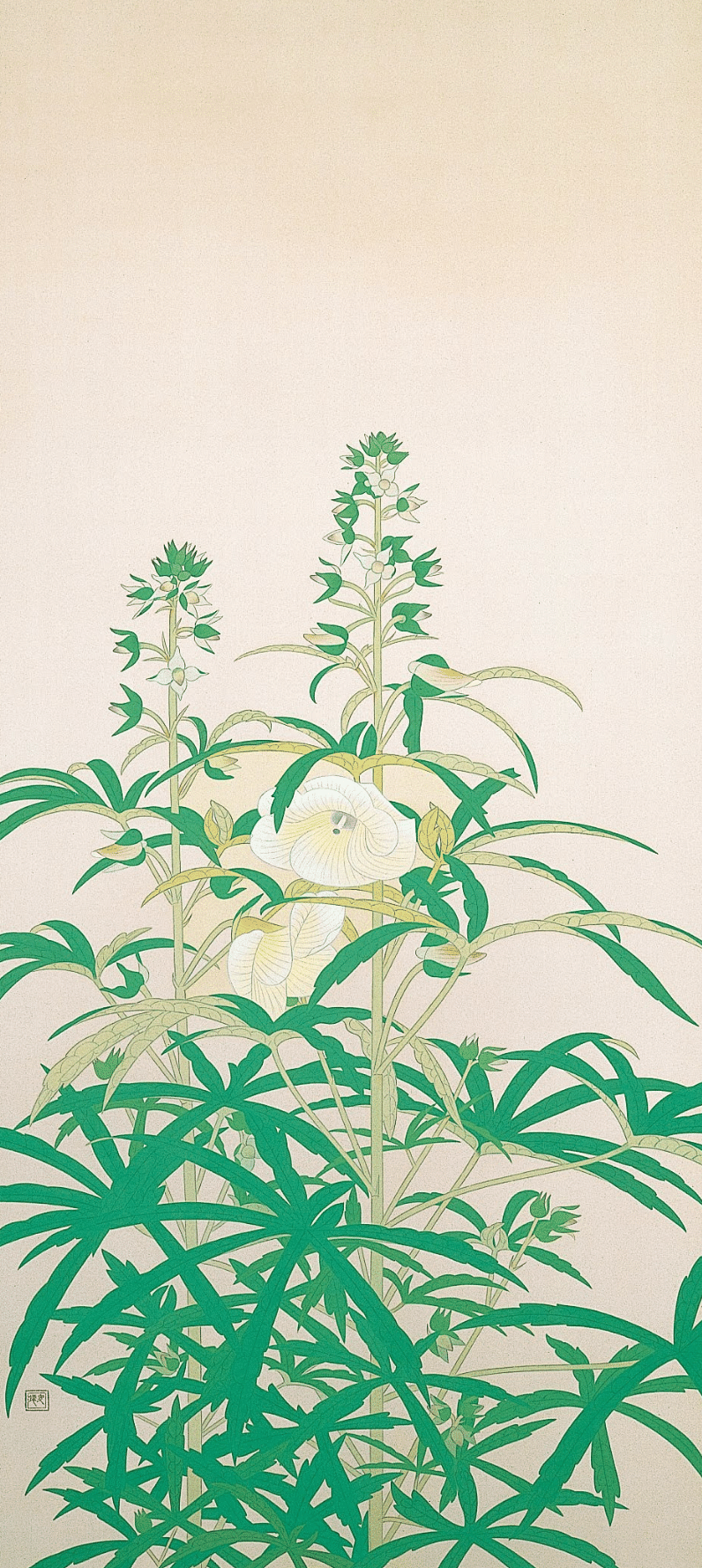 土田 麦僊】 日本画 / 紙本・彩色「木瓜に小禽」 査定 鑑定 買取 致し