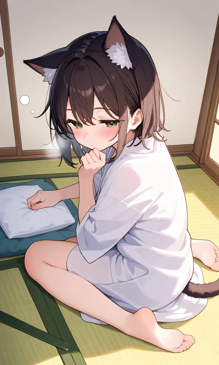 PixAI で生成した猫耳少女のアニメイラスト