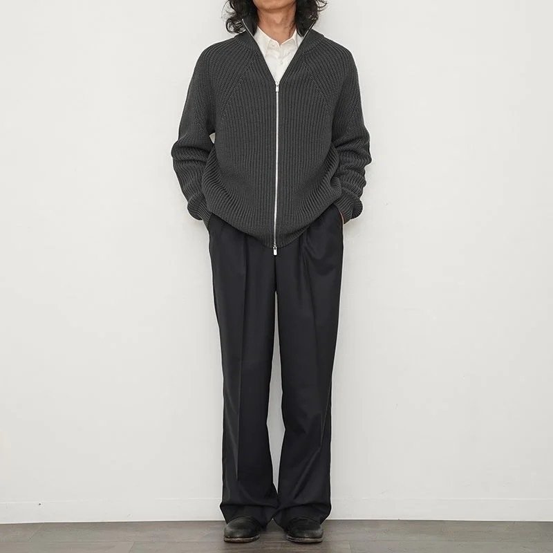 バトナーシグネチャーウールドライバーズニットセーターダブルジップ黒