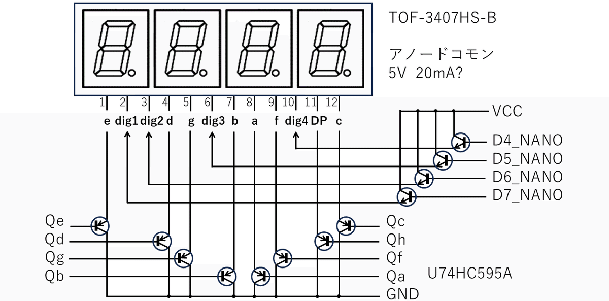 7seg+NANO(2) シフトレジスタ｜よくばりじいさんのごった煮
