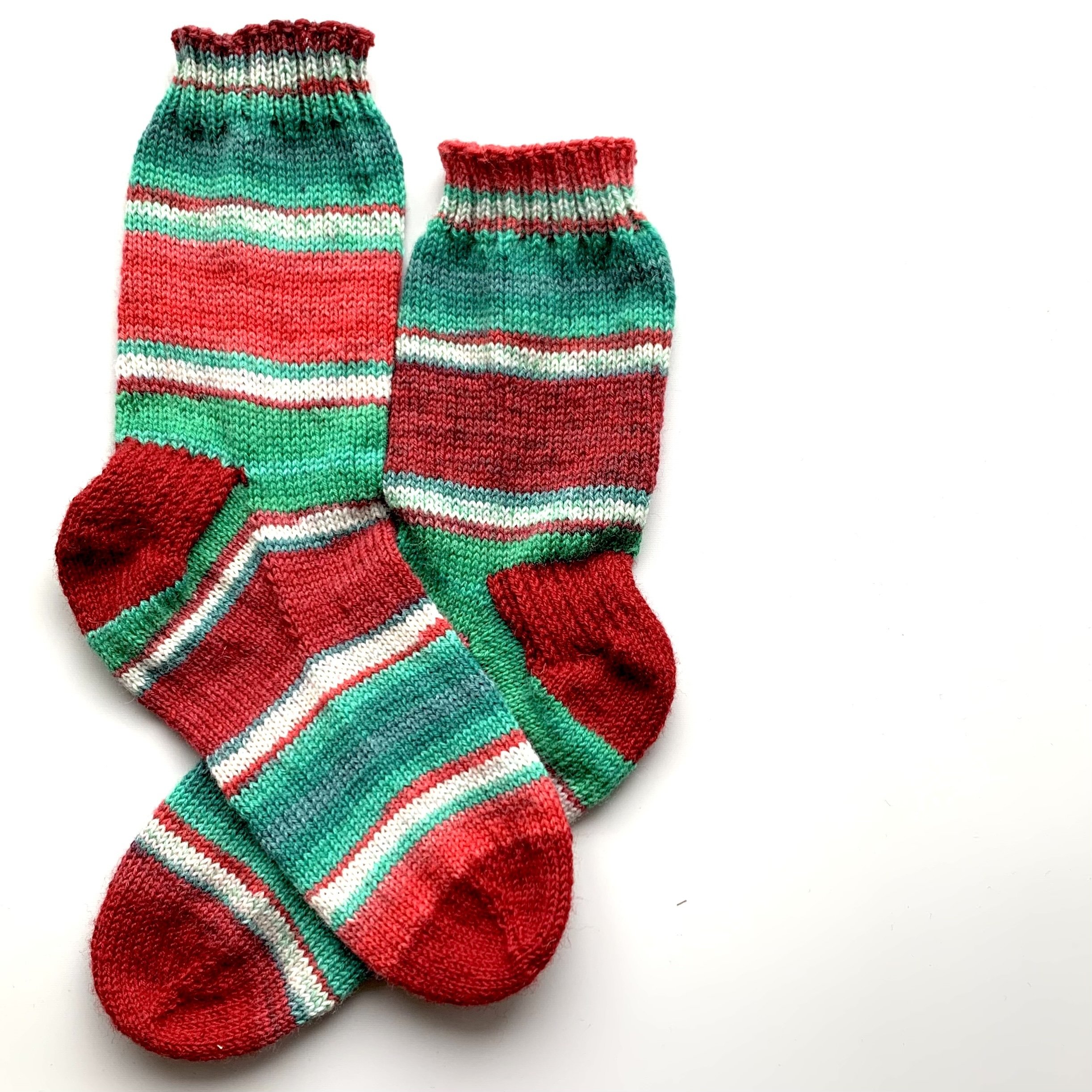 手編み靴下（６）濃い赤 手編み靴下（6）濃い赤