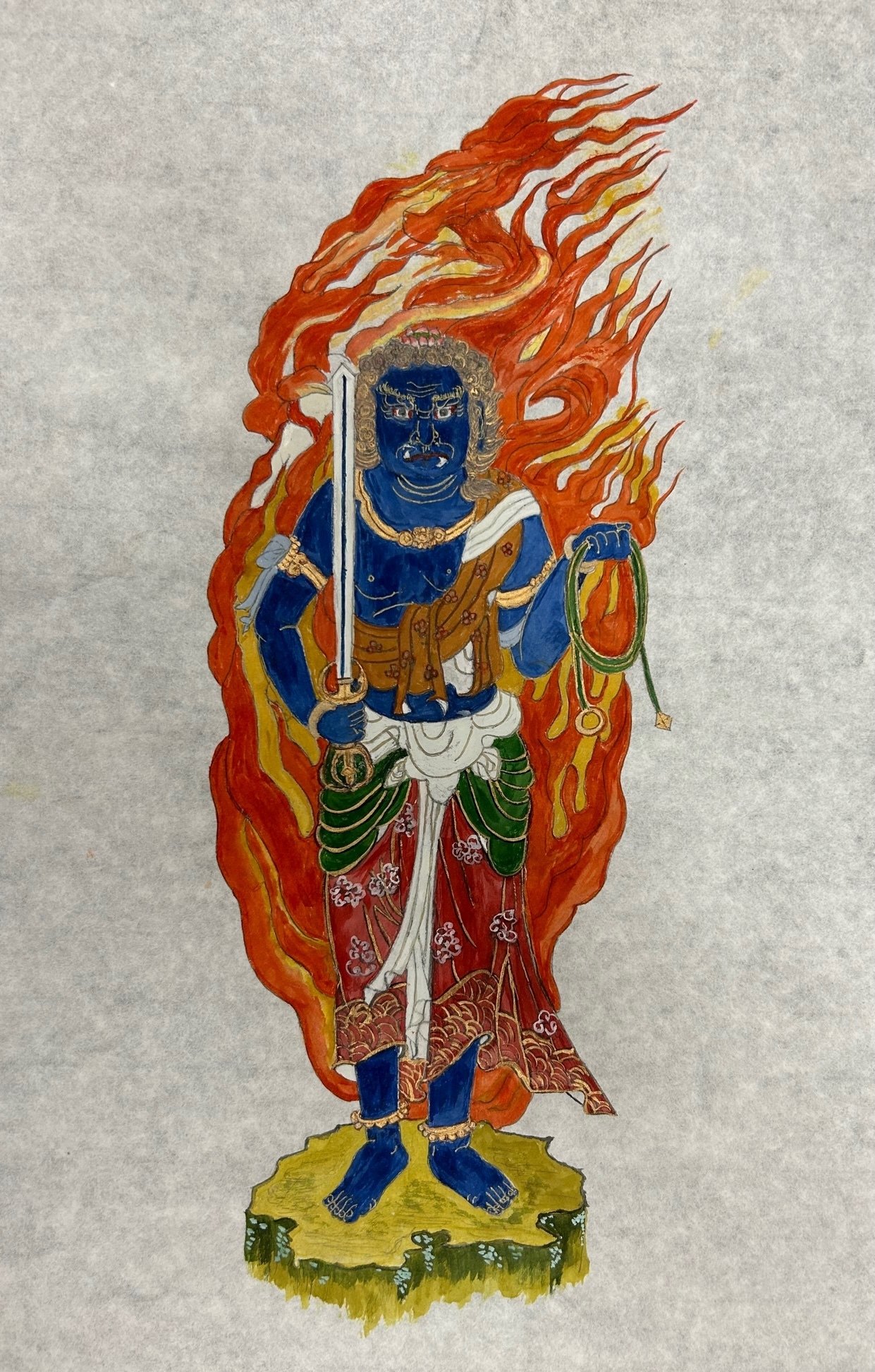 原画　不動明王　仏画　仏像　絵画　アクリル画　現代アート　細密画　手描き　一点物 原画 不動明王 仏画 仏像 絵画 アクリル画 現代アート 細密画
