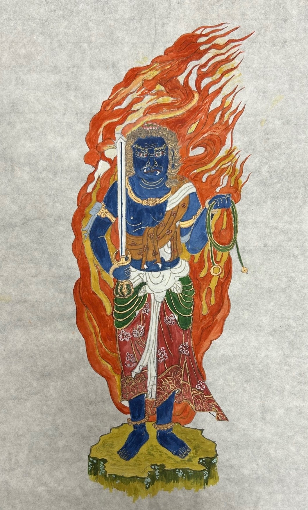原画 不動明王 仏画 仏像 絵画 アクリル画 現代アート 細密画 手描き 一点物 魅力ある不動明王を描く 【仏画曼荼羅アート―<不動明王>