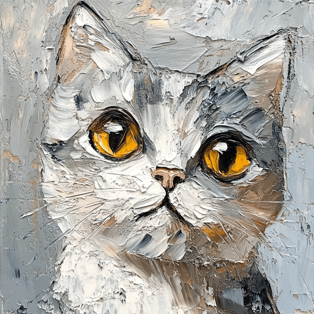 猫の似顔絵を油絵風に｜Aki