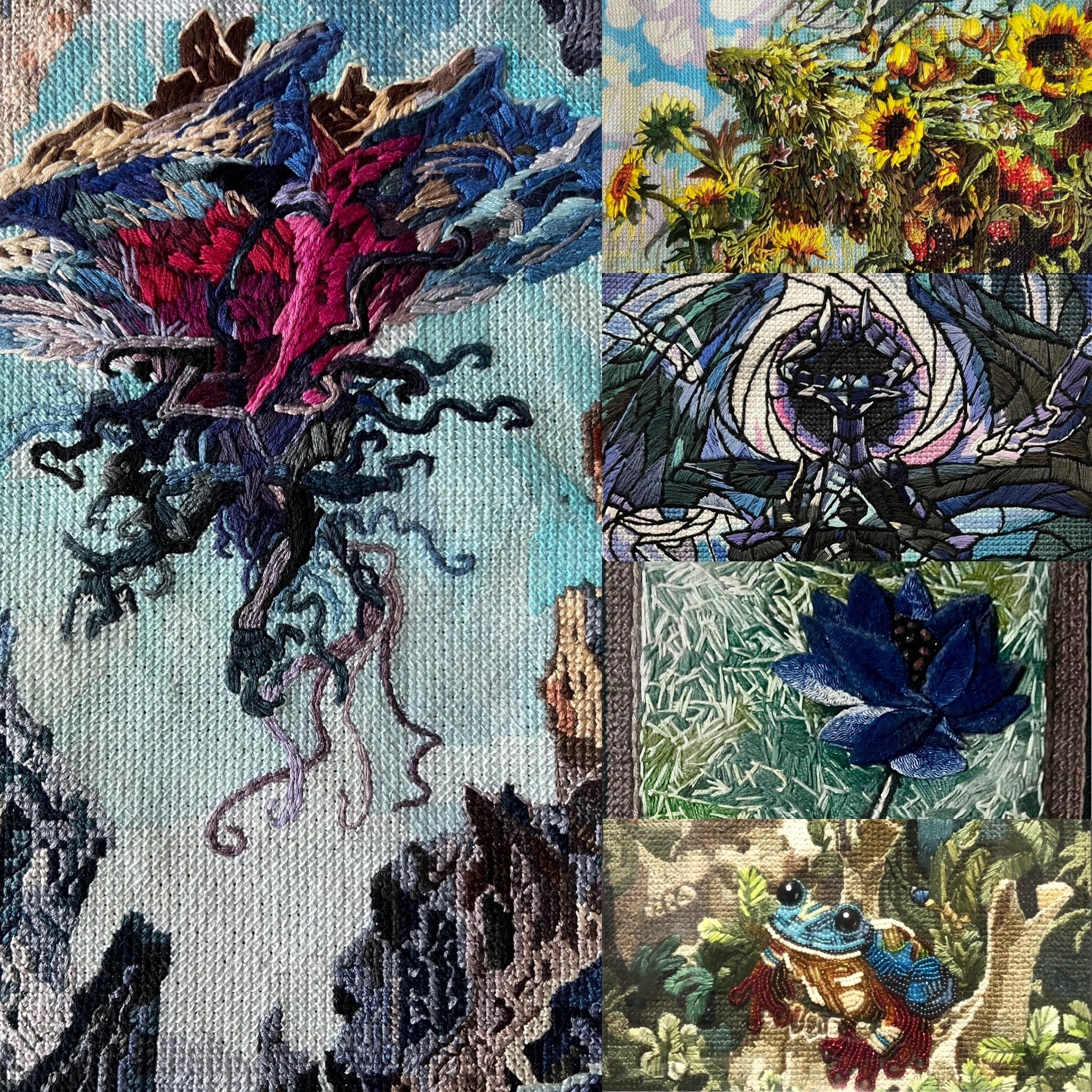 MASAKI.S　正　刺繍画　山羊座　特選　タグ付き　アート　刺繍 000000009426.jpg