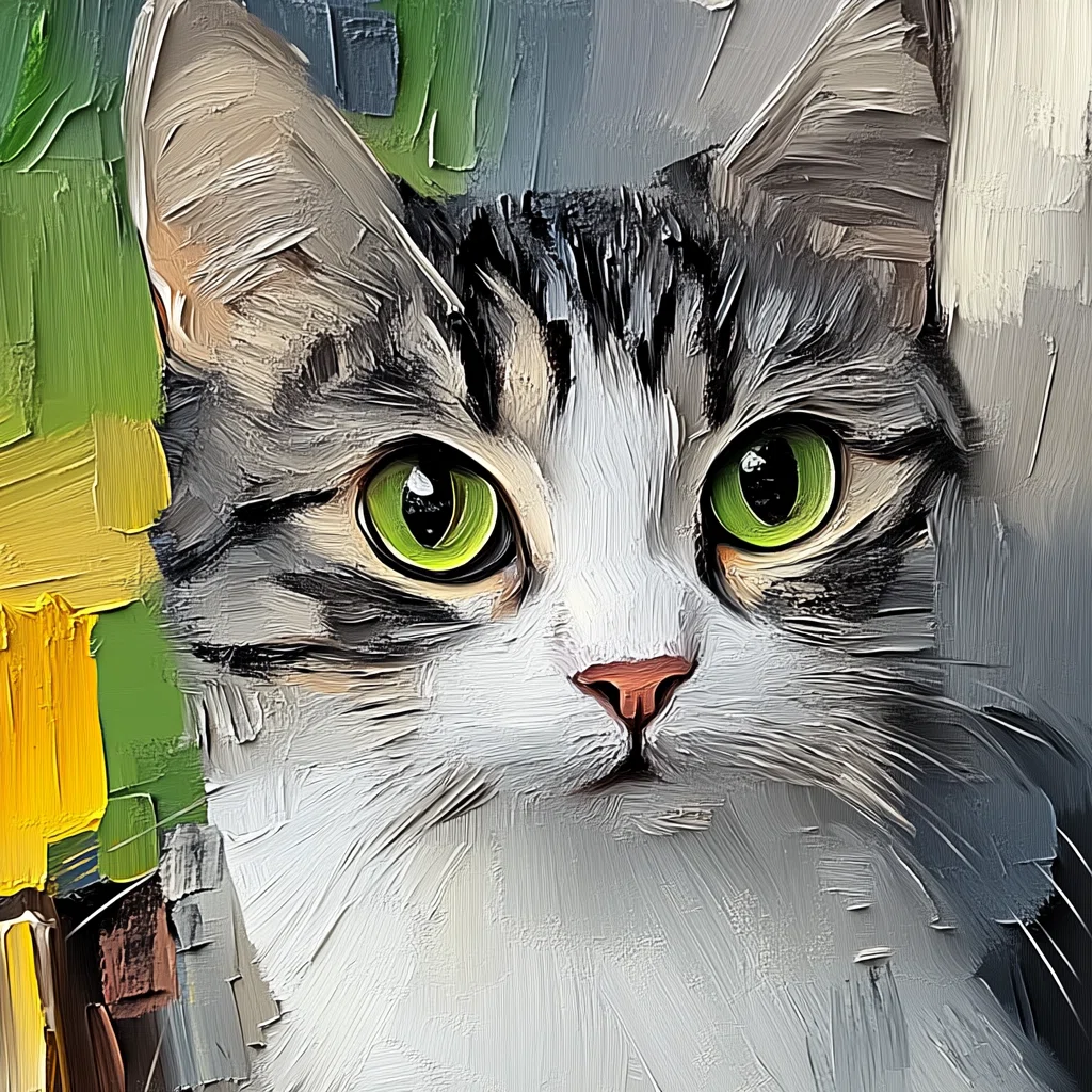 猫の似顔絵を油絵風に｜Aki