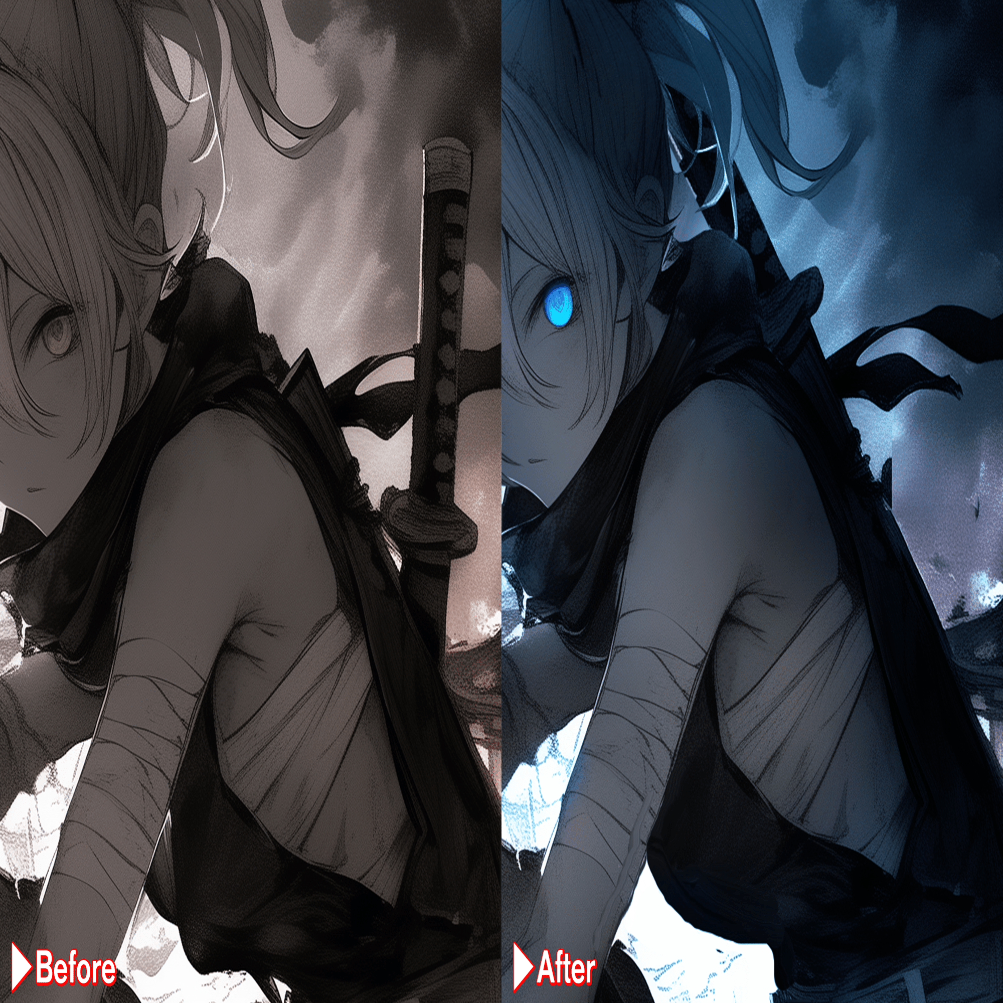 加筆・修正】 大改造！ Before and After：NINJA GIRL編【AIイラスト