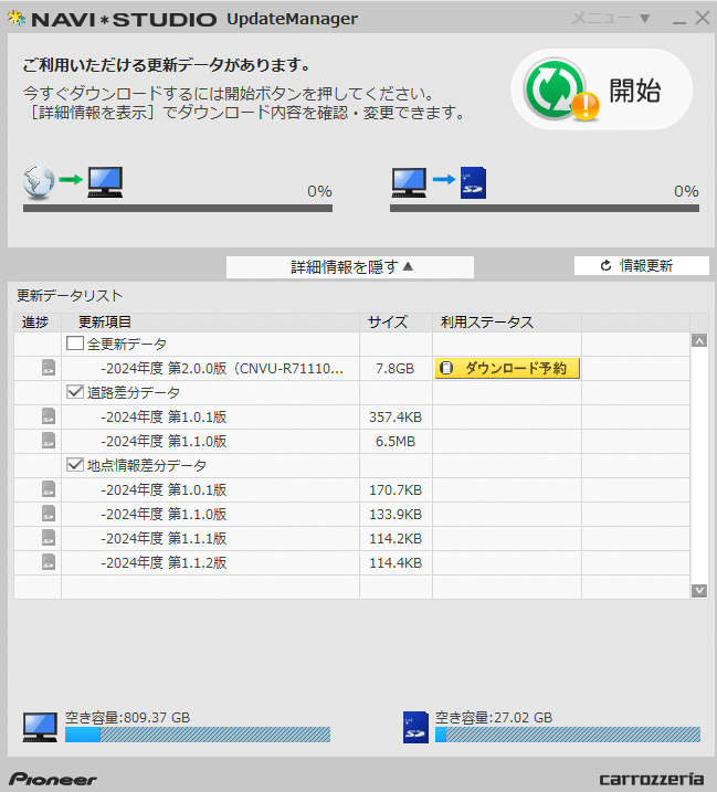 カロッツェリア 楽ナビ AVIC-RZ901-R地図バージョンアップ｜有