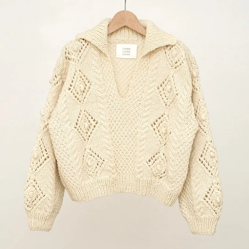 crinkle crinkle crinkle セーラーハンドニット 温もり感じるハンドニット【crinkle crinkle crinkle】motif hand knit