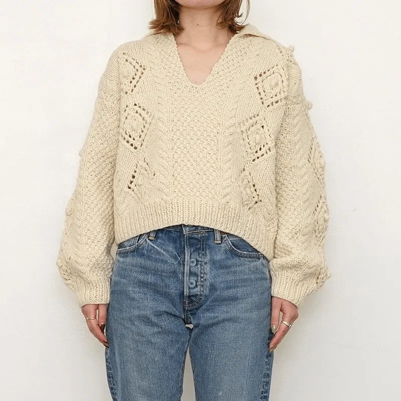 crinkle crinkle crinkle セーラーハンドニット 温もり感じるハンドニット【crinkle crinkle crinkle】motif hand knit
