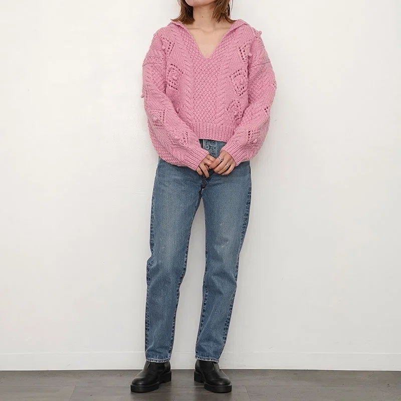 crinkle crinkle crinkle セーラーハンドニット 温もり感じるハンドニット【crinkle crinkle crinkle】motif hand knit