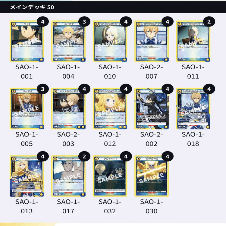 ユニアリ】SAOデッキ覚え書き｜神