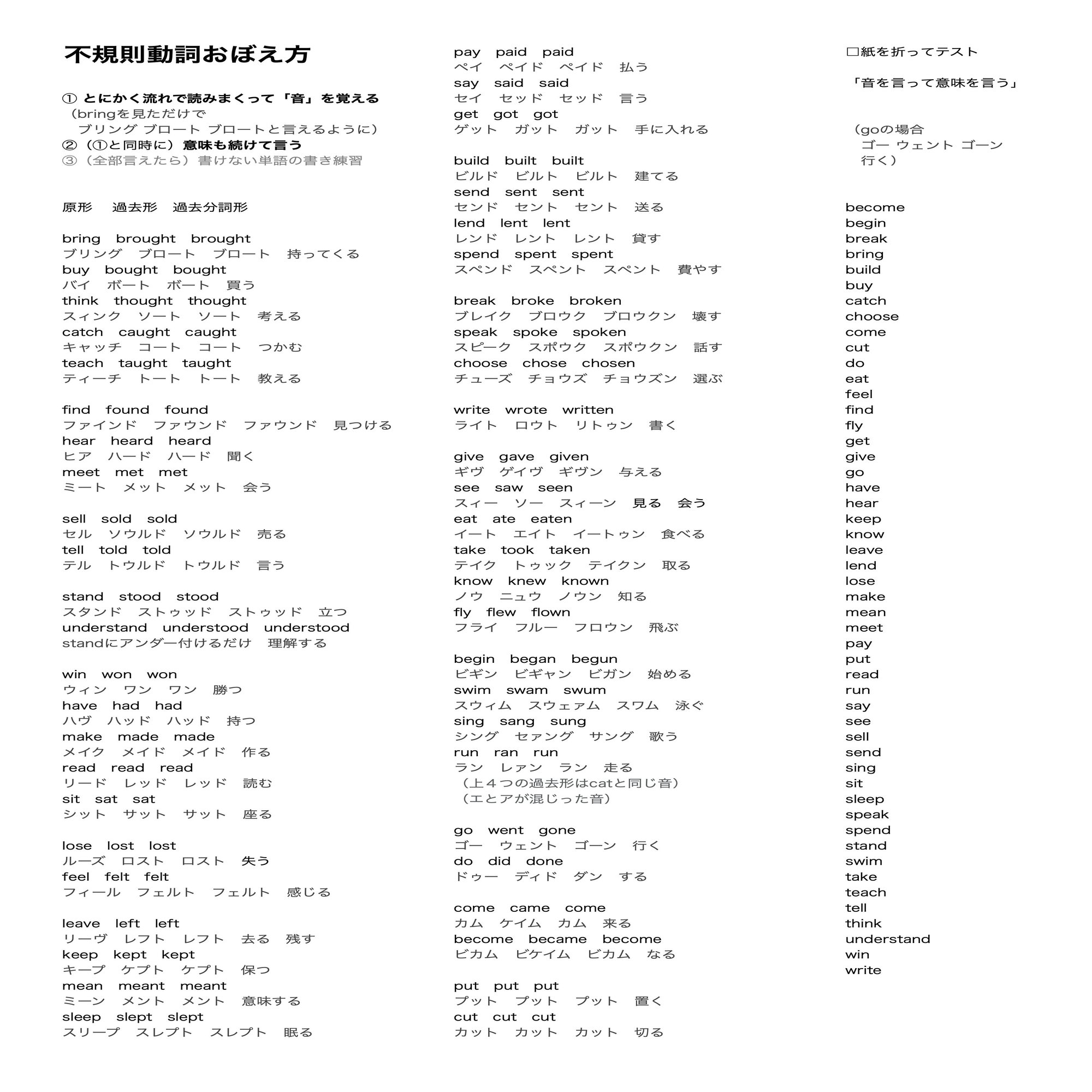 不規則動詞のおぼえ方 （write wrote writtenのやつ）｜勉強できようサイト「悩まないくらいの点を取るサイト」