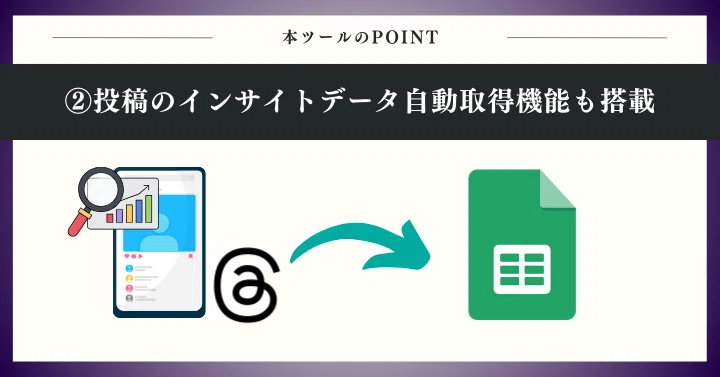 投稿のインサイトデータ自動取得機能も搭載