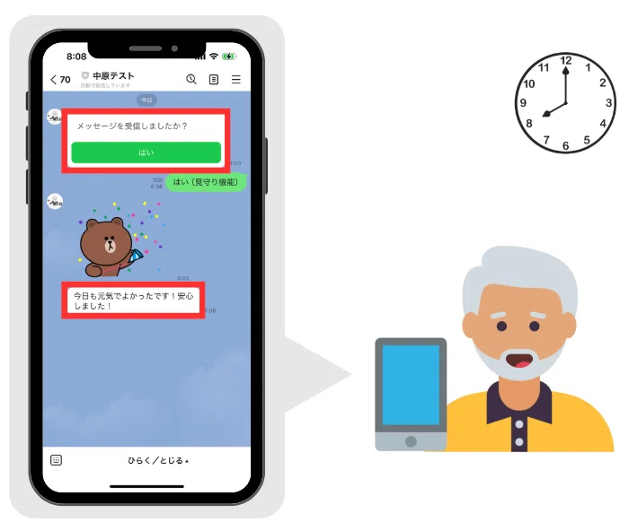 自治体公式LINEで一人暮らしの高齢者を見守る「安否確認機能」を