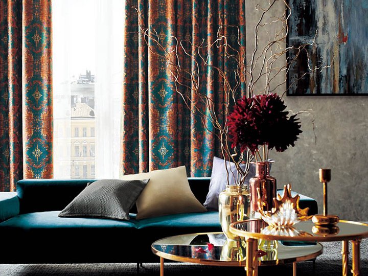 オーナメント柄 ダマスク柄 ゴシック Radyドレープカーテン インテリア家具