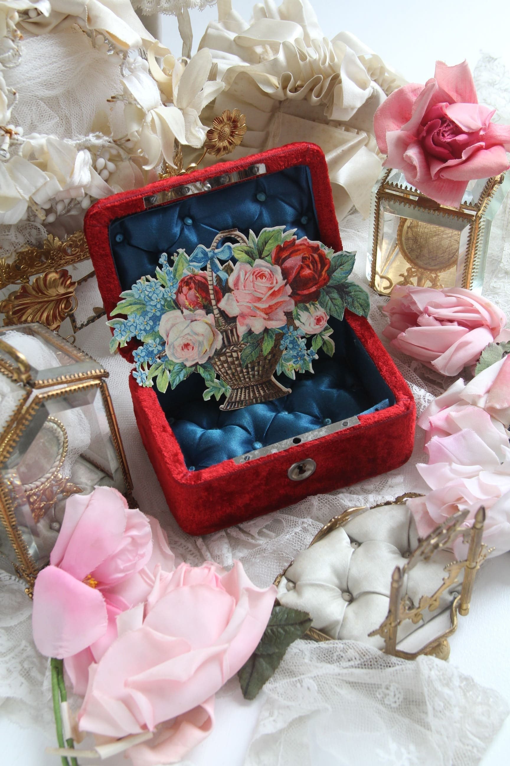 19世紀 ナポレオン3世時代 アンティーク 薔薇のブーケの布花