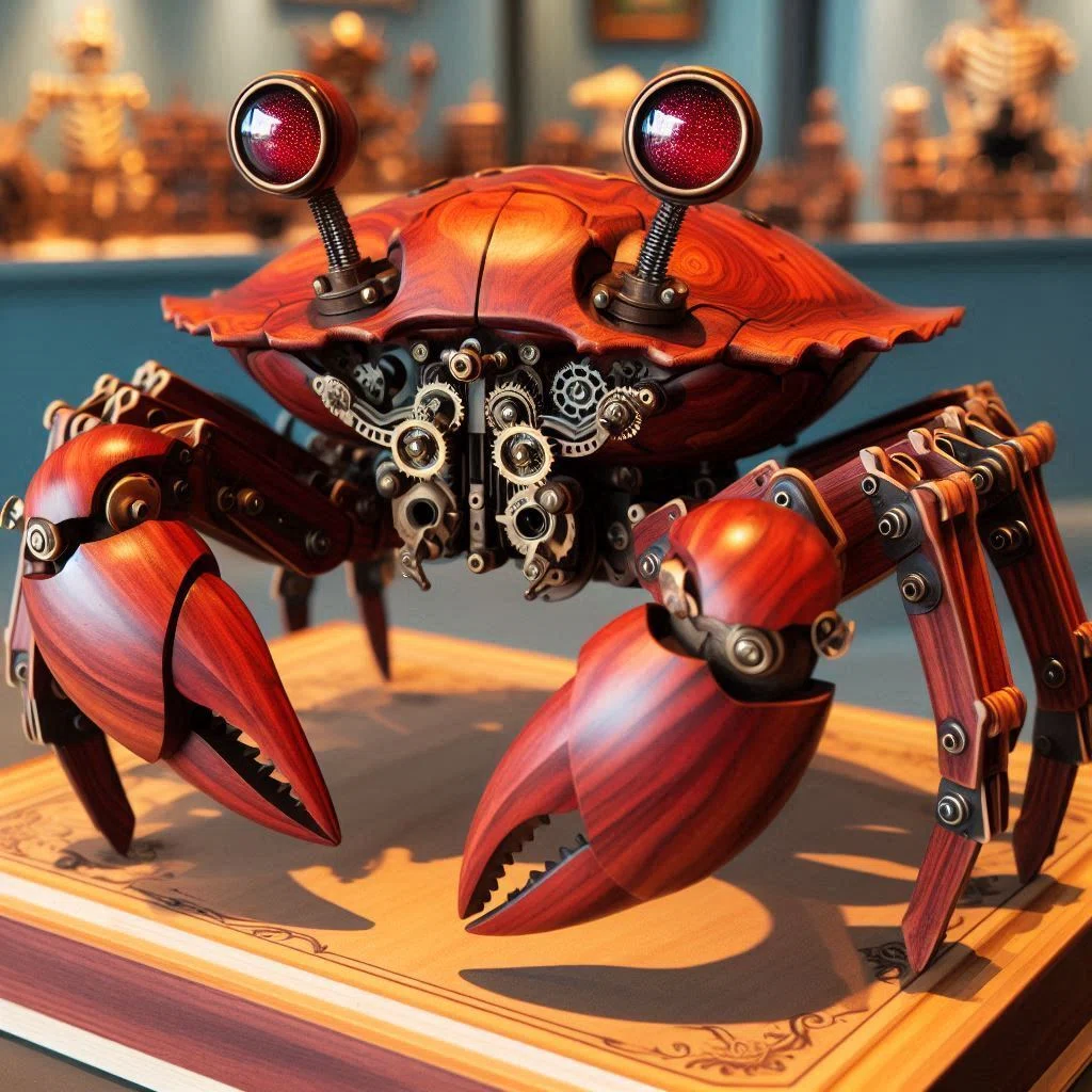 蟹 de ロボット、木製 @Copilot & ImageFX＋プロンプト｜茜町春彦