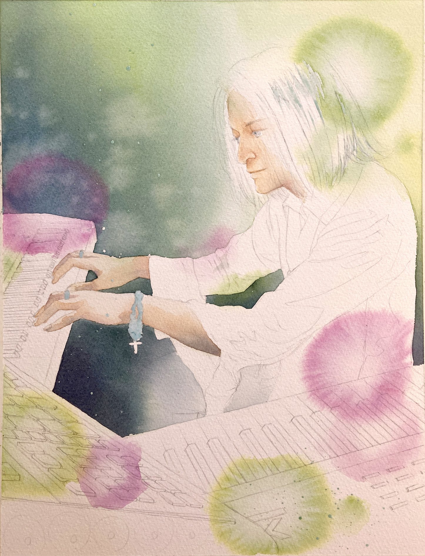 水彩画 推し（作曲家）メイキング｜風夜