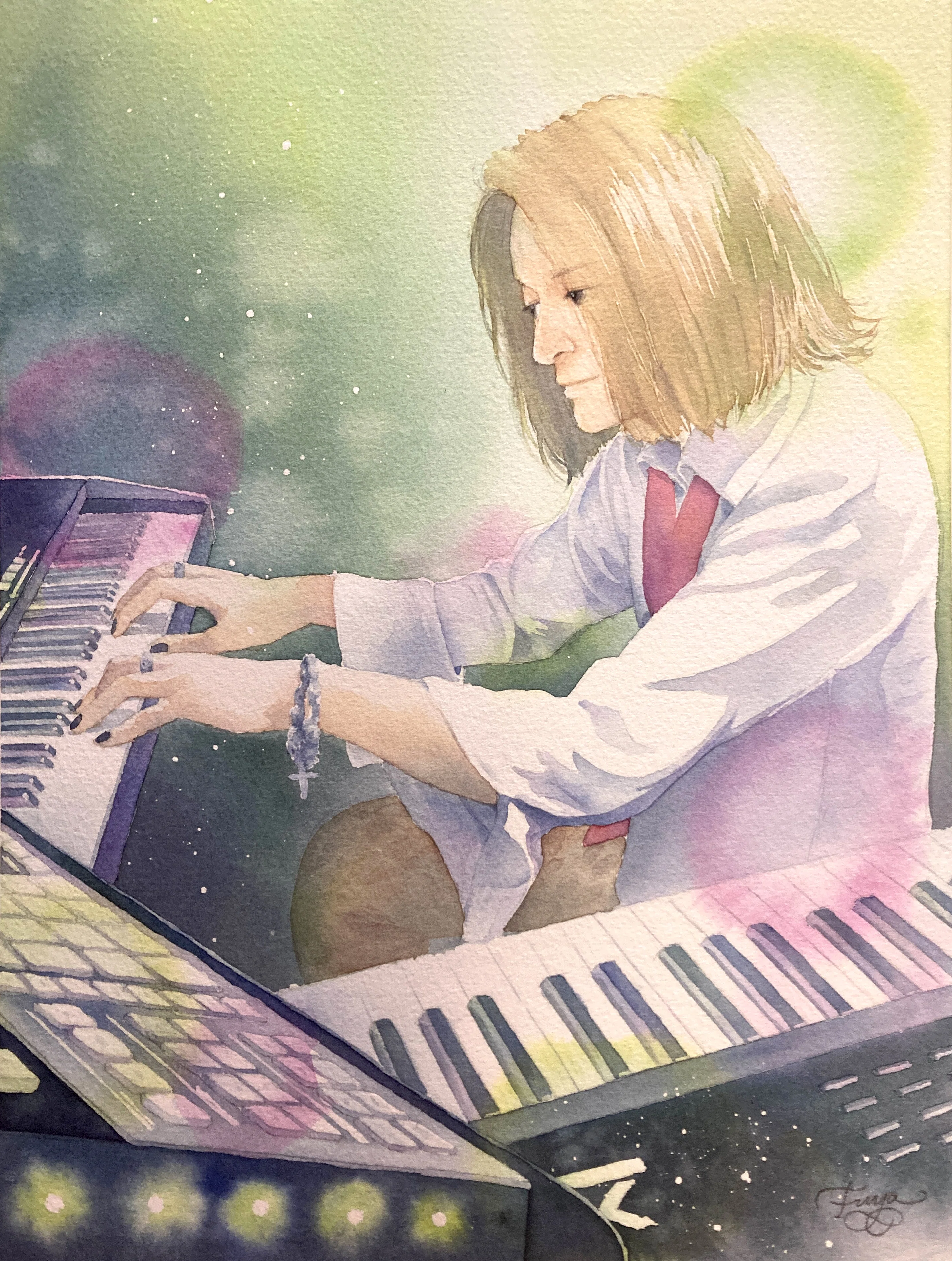 水彩画 推し（作曲家）メイキング｜風夜